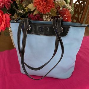 Franco Sarto nylon / leather tote with flash light for easy access.